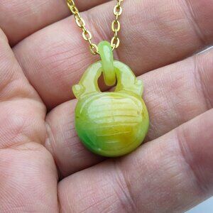 14K Jade Money bag Pendant With Necklace